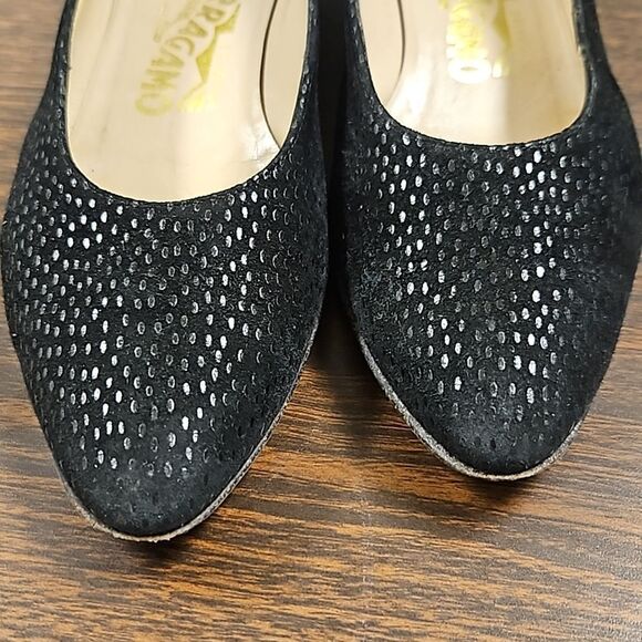 Salvatore Ferragamo Black Suede Block Heel Pumps – Made in Italy – Size 6/6.5 B - Picture 2 of 6